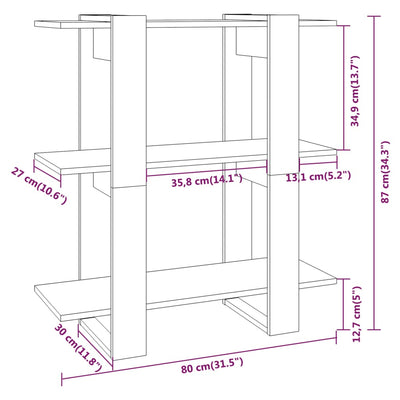 Book Cabinet/Room Divider Concrete Grey 80x30x87 cm