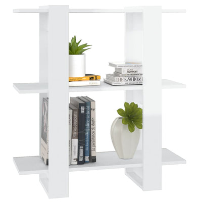 Book Cabinet/Room Divider High Gloss White 80x30x87 cm