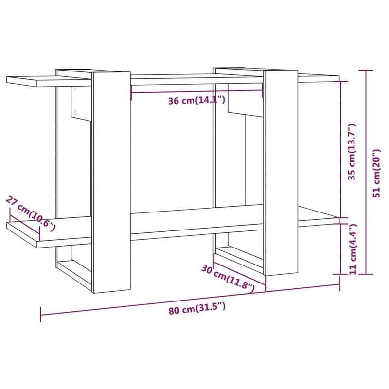 Book Cabinet/Room Divider Concrete Grey 80x30x51 cm