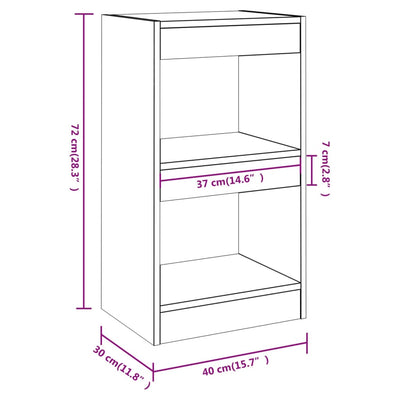 Book Cabinet/Room Divider White 40x30x72 cm