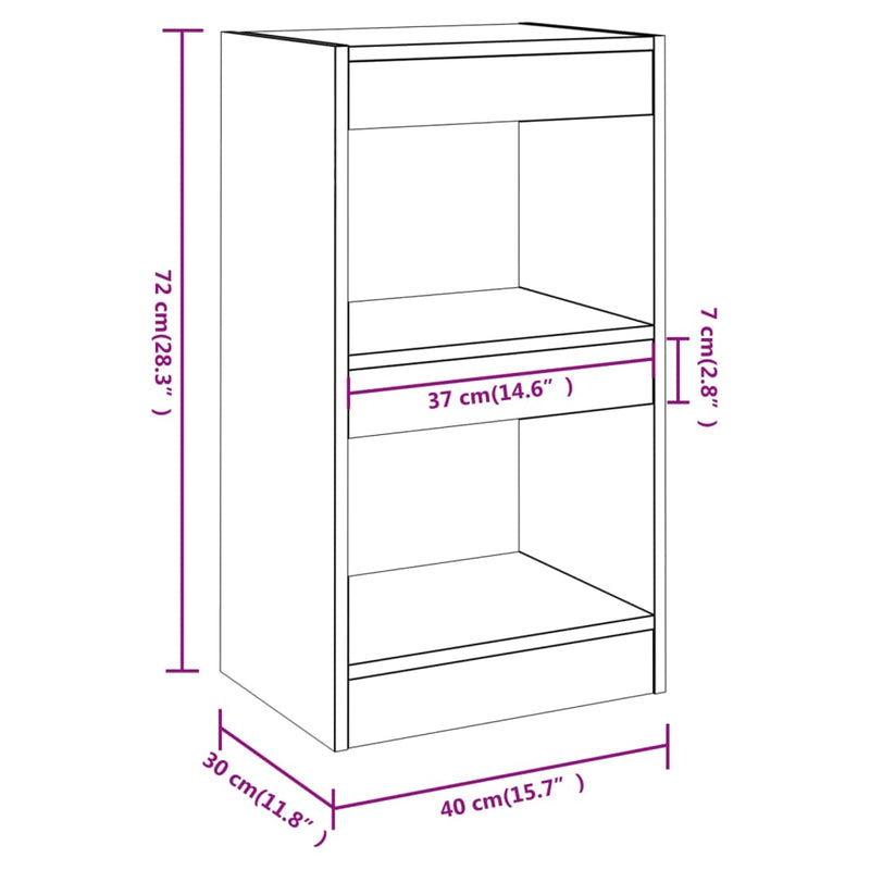 Book Cabinet/Room Divider White 40x30x72 cm