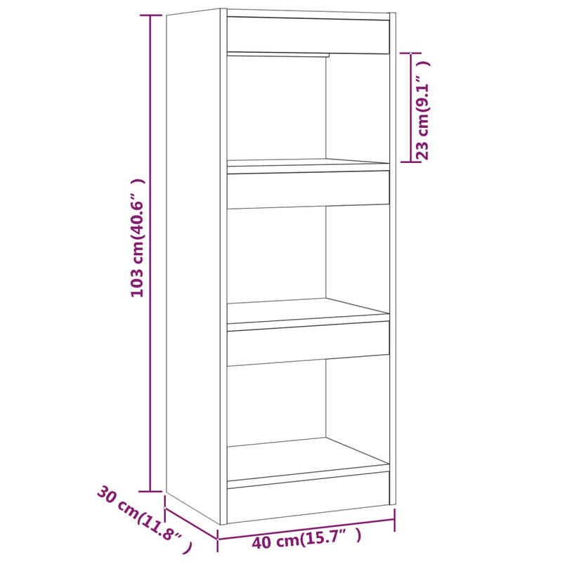 Book Cabinet/Room Divider White 40x30x103 cm Engineered Wood