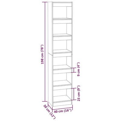 Book Cabinet/Room Divider White 40x30x198 cm