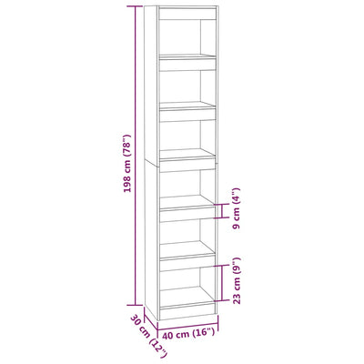 Book Cabinet/Room Divider Black 40x30x198 cm