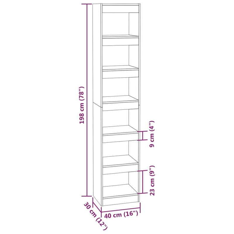 Book Cabinet/Room Divider High Gloss White 40x30x198 cm