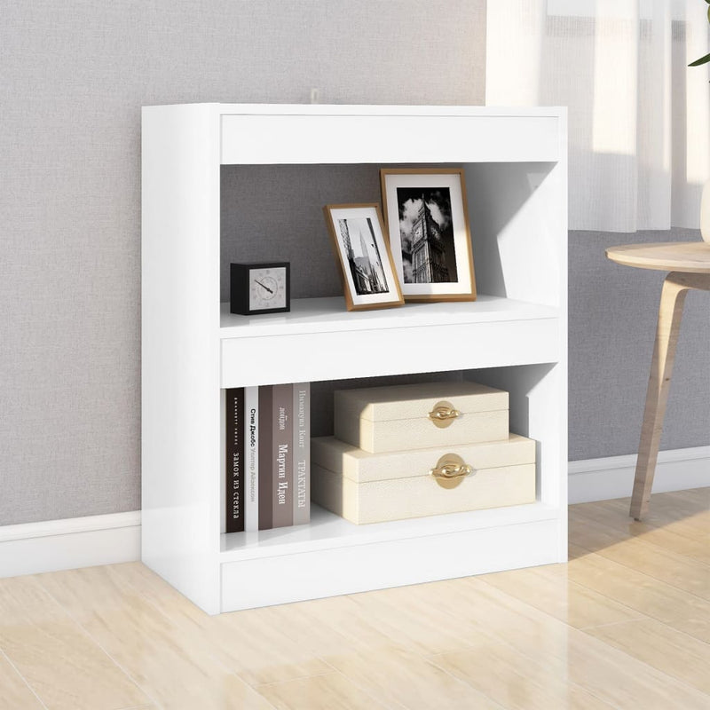 Book Cabinet/Room Divider High Gloss White 60x30x72 cm