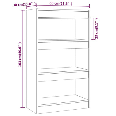 Book Cabinet/Room Divider Black 60x30x103 cm Engineered Wood