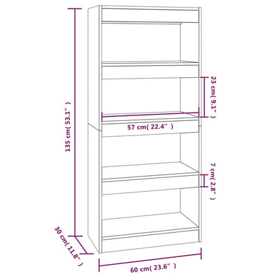 Book Cabinet/Room Divider Black 60x30x135 cm Engineered Wood