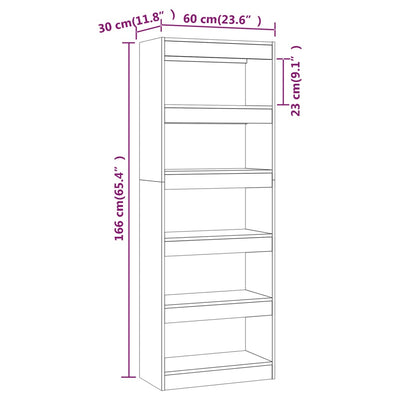 Book Cabinet/Room Divider Black 60x30x166 cm Engineered Wood