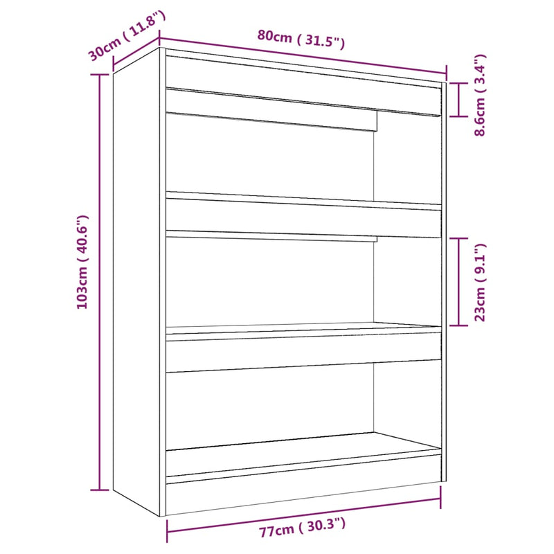 Book Cabinet/Room Divider White 80x30x103 cm Engineered wood