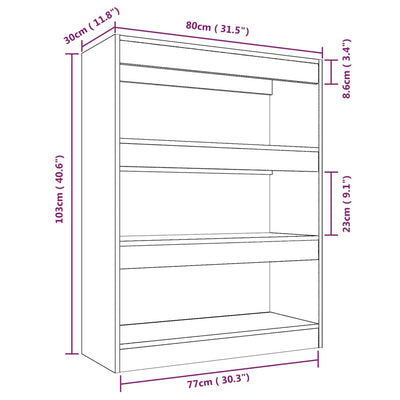 Book Cabinet/Room Divider Sonoma Oak 80x30x103 cm Engineered wood