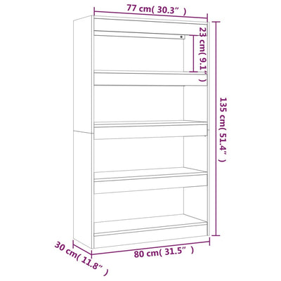 Book Cabinet/Room Divider Sonoma Oak 80x30x135 cm Engineered Wood