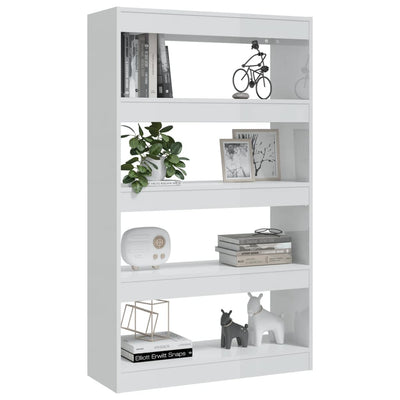 Book Cabinet/Room Divider High Gloss White 80x30x135 cm Engineered Wood