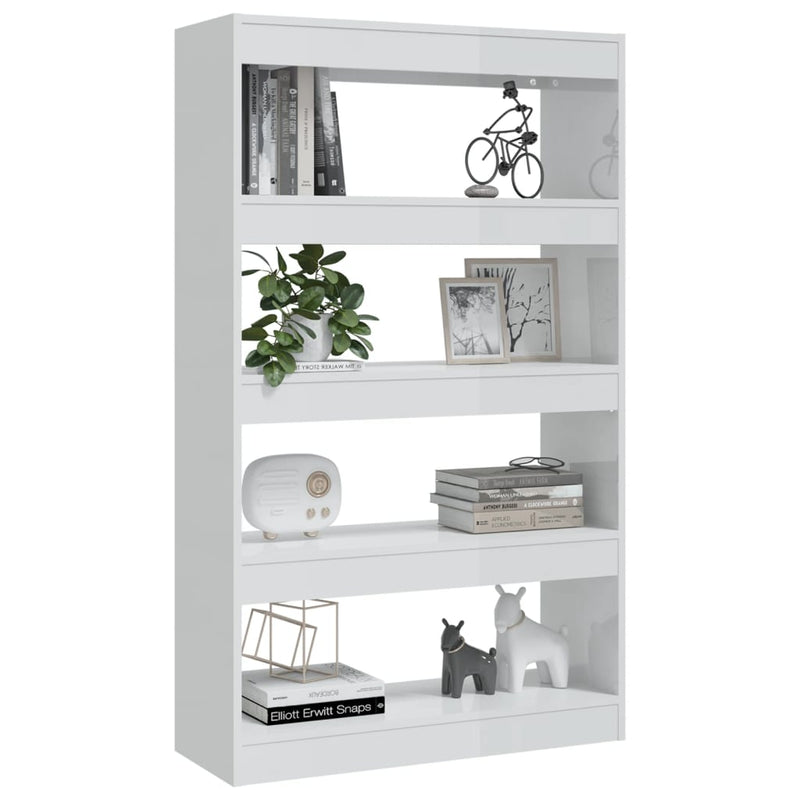 Book Cabinet/Room Divider High Gloss White 80x30x135 cm Engineered Wood