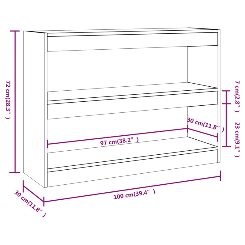 Book Cabinet/Room Divider Sonoma Oak 100x30x72 cm