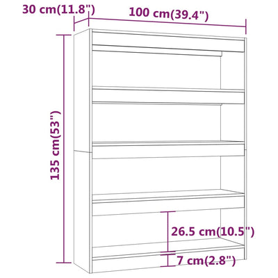 Book Cabinet/Room Divider White 100x30x135 cm