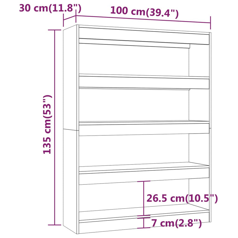 Book Cabinet/Room Divider Concrete Grey 100x30x135 cm