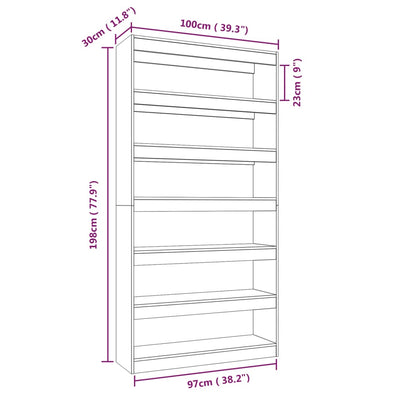 Book Cabinet/Room Divider Black 100x30x198 cm Engineered wood