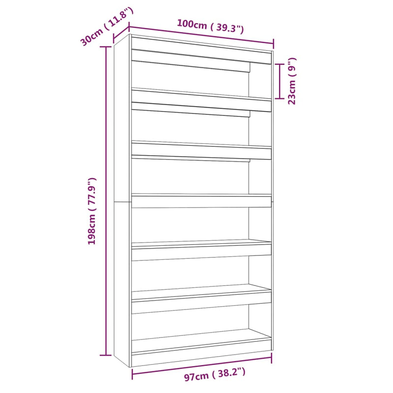 Book Cabinet/Room Divider Black 100x30x198 cm Engineered wood