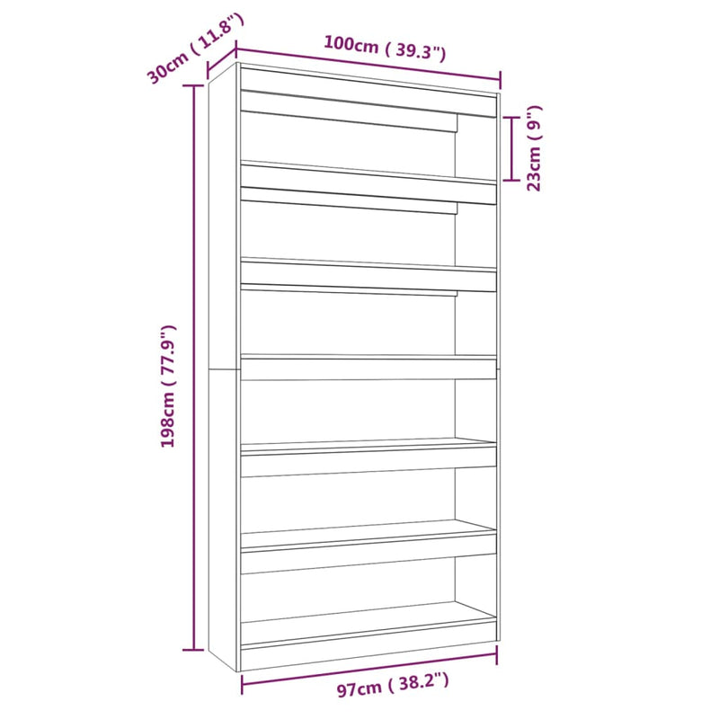 Book Cabinet/Room Divider Sonoma Oak 100x30x198 cm Engineered wood