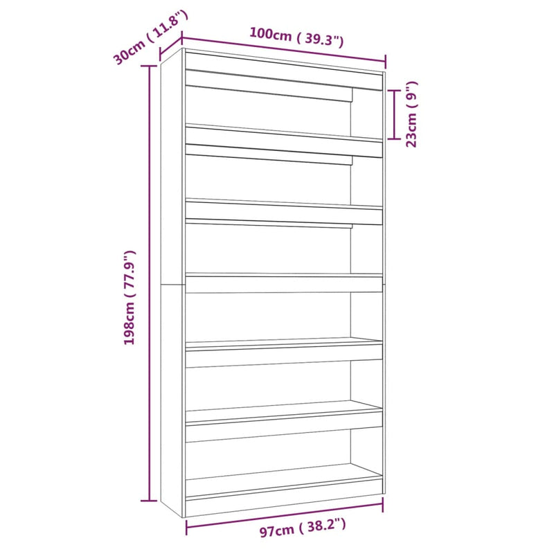 Book Cabinet/Room Divider Concrete Grey 100x30x198 cm Engineered wood