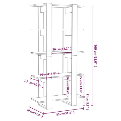 Book Cabinet/Room Divider Smoked Oak 80x30x160 cm Engineered Wood