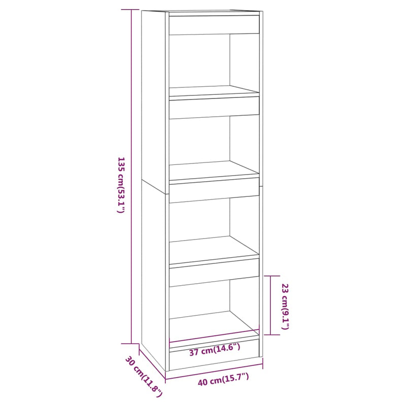 Book Cabinet/Room Divider Brown Oak 40x30x135 cm