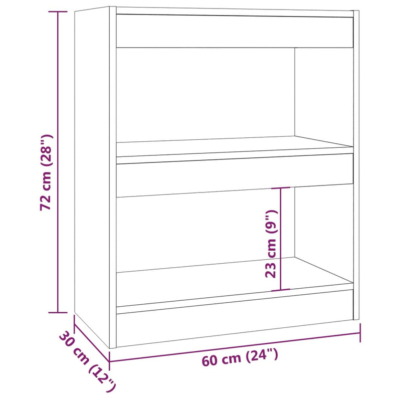 Book Cabinet/Room Divider Grey Sonoma 60x30x72 cm