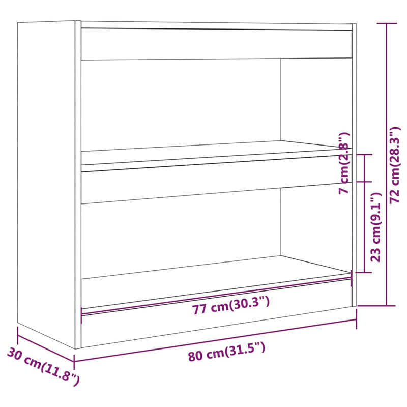 Book Cabinet/Room Divider Grey Sonoma 80x30x72 cm