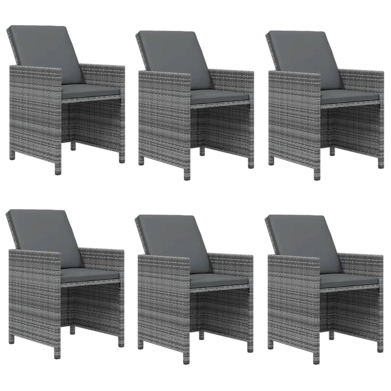 7 Piece Garden Dining Set with Cushions Poly Rattan Grey