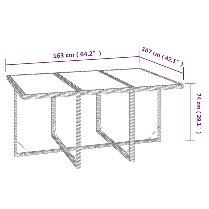 7 Piece Garden Dining Set with Cushions Poly Rattan Grey