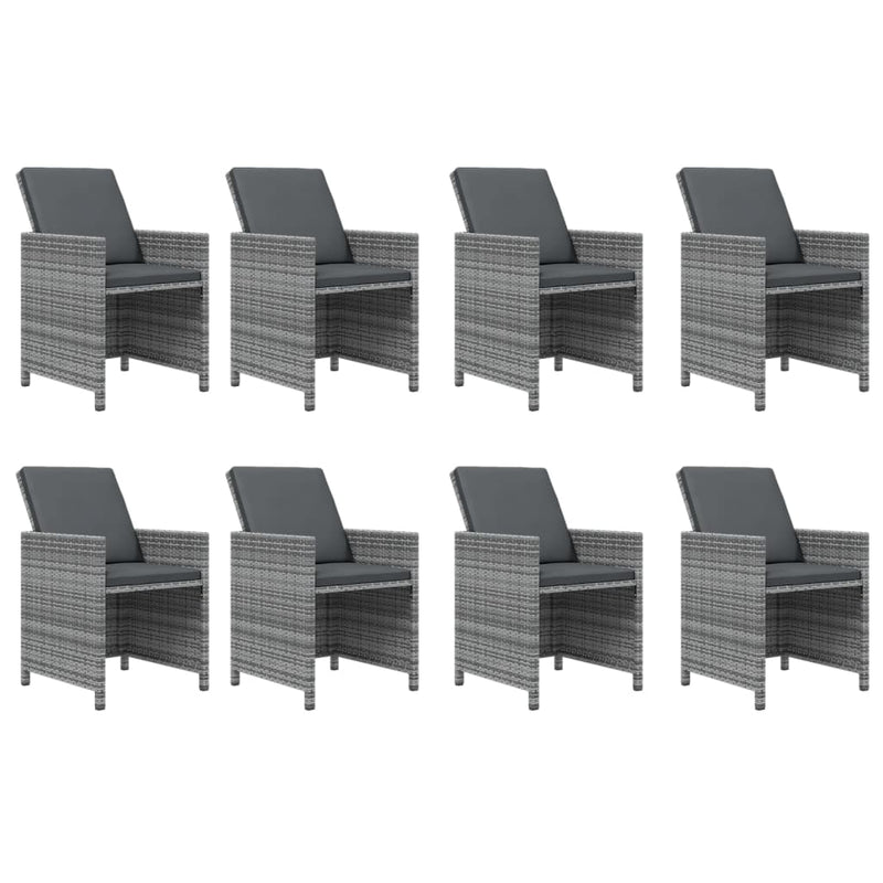 9 Piece Garden Dining Set with Cushions Poly Rattan Grey