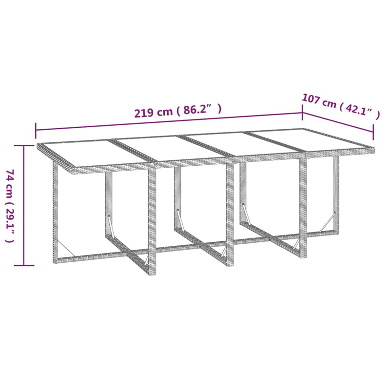 9 Piece Garden Dining Set with Cushions Poly Rattan Grey