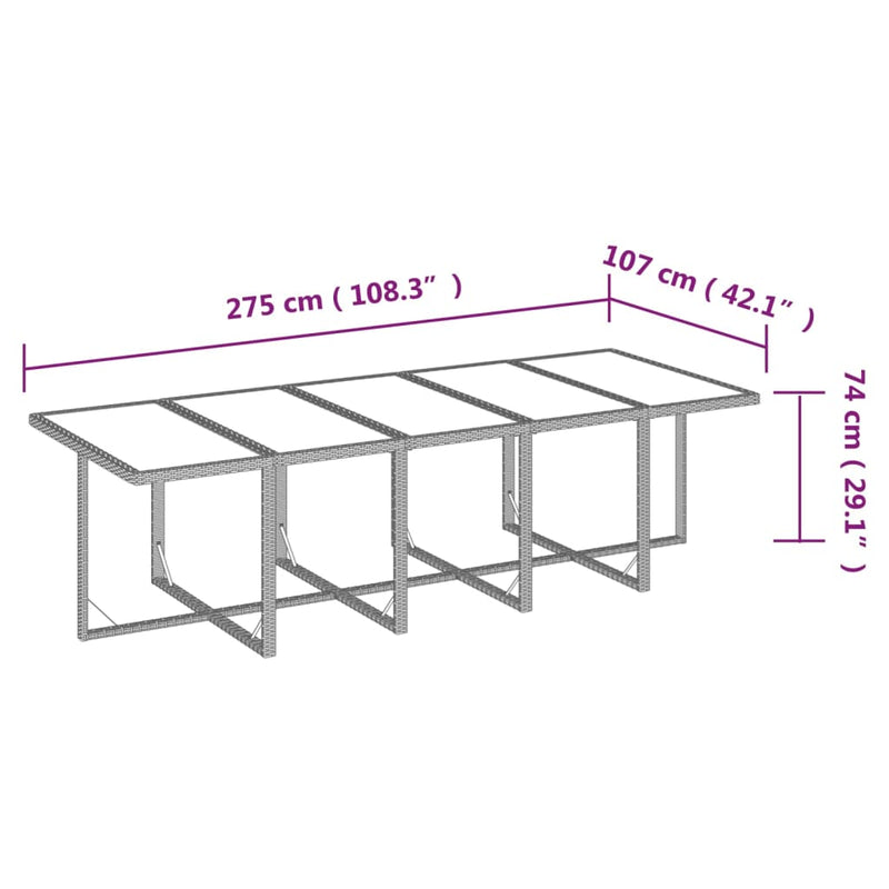 11 Piece Garden Dining Set with Cushions Poly Rattan Grey