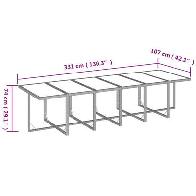 13 Piece Garden Dining Set with Cushions Poly Rattan Grey