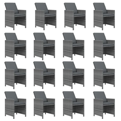 21 Piece Garden Dining Set with Cushions Grey Poly Rattan