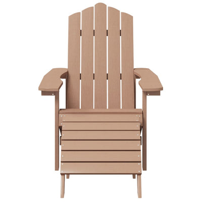 Garden Adirondack Chairs 2 pcs with Footstools HDPE Brown