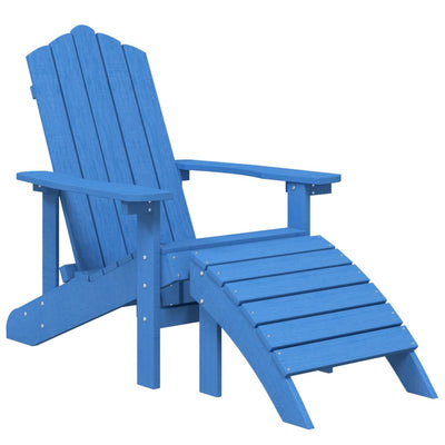 Garden Adirondack Chairs 2 pcs with Footstools HDPE Aqua Blue