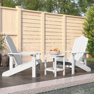 Garden Adirondack Chairs with Table HDPE White