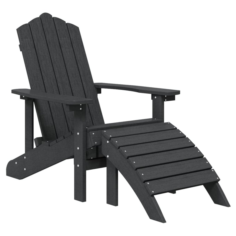 Garden Adirondack Chair with Footstool & Table HDPE Anthracite