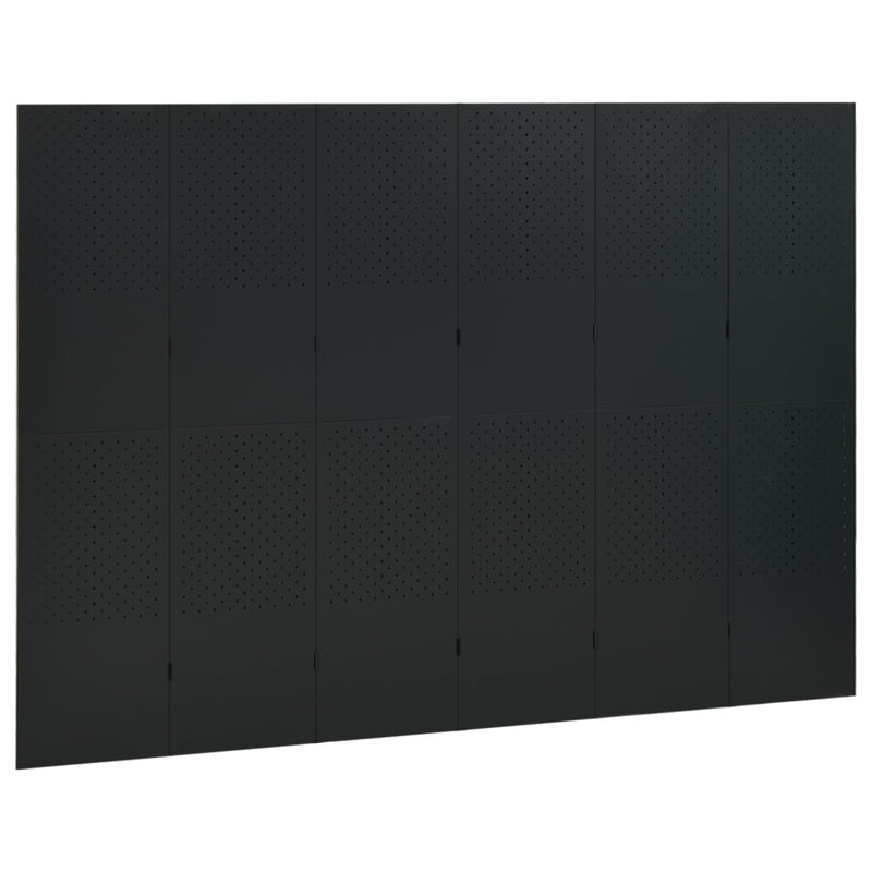 6-Panel Room Dividers 2 pcs Black 240x180 cm Steel