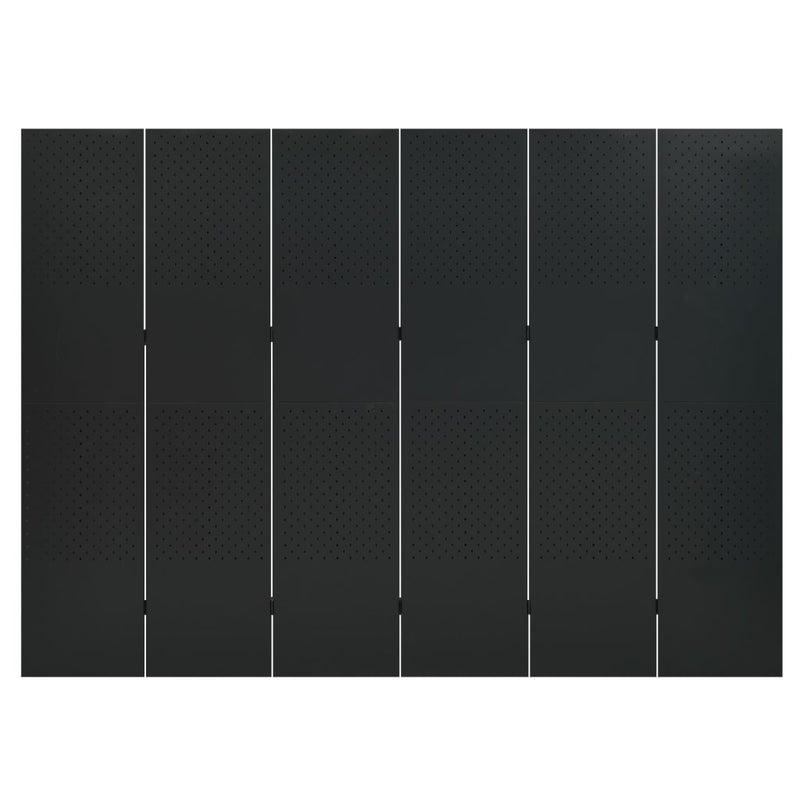 6-Panel Room Dividers 2 pcs Black 240x180 cm Steel