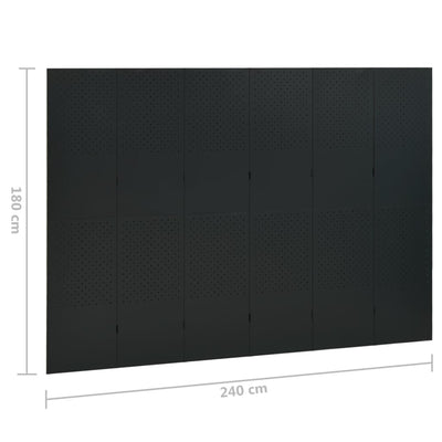 6-Panel Room Dividers 2 pcs Black 240x180 cm Steel