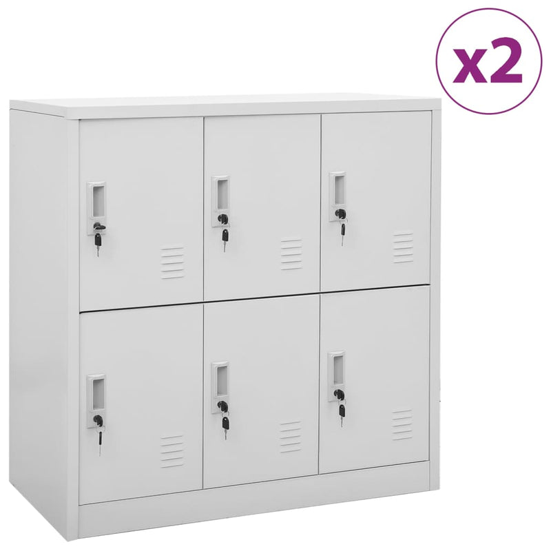 Locker Cabinets 2 pcs Light Grey 90x45x92.5 cm Steel