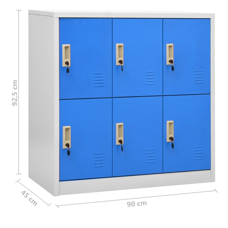 Locker Cabinets 2 pcs Light Grey and Blue 90x45x92.5 cm Steel