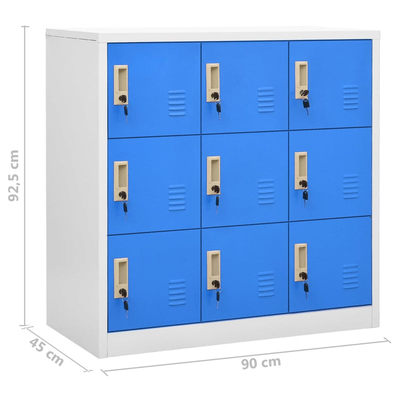 Locker Cabinets 2 pcs Light Grey and Blue 90x45x92.5 cm Steel