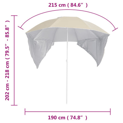 Beach Parasol with Side Walls Sand 215 cm