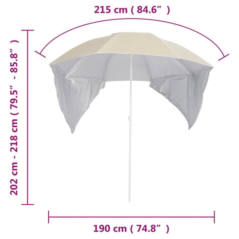 Beach Parasol with Side Walls Sand 215 cm