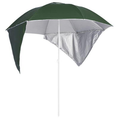 Beach Parasol with Side Walls Green 215 cm