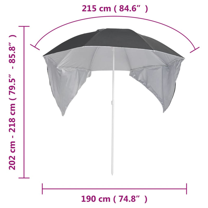 Beach Parasol with Side Walls Anthracite 215 cm